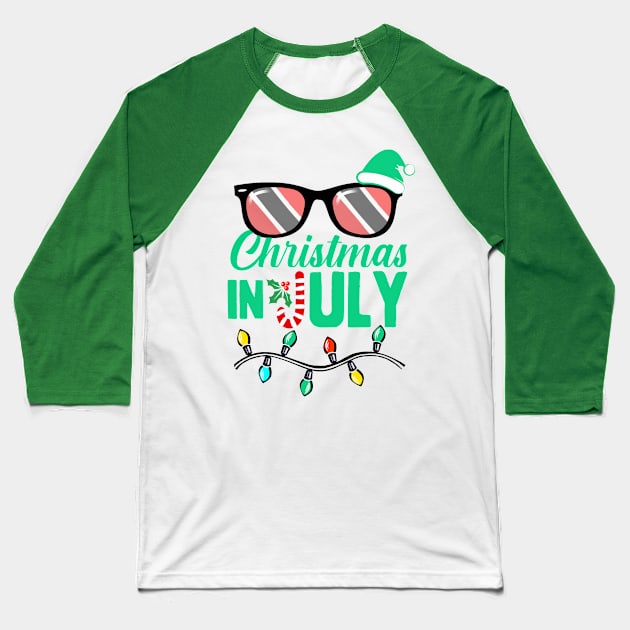 Trini Christmas In July | Trinidad And Tobago Baseball T-Shirt by Trinidad Slang Clothing